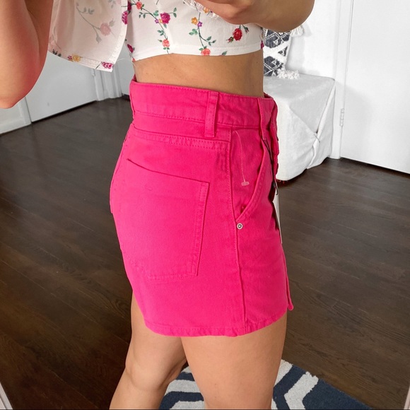 π ZARA HOT PINK DENIM COTTON SKORT! - Picture 3 of 12